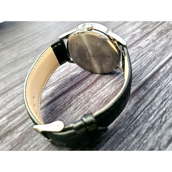 Chronos Japan Movement Tuxedo Black Roman Dial Mens T Cocktail Time Watch NIB - Picture 4 of 7